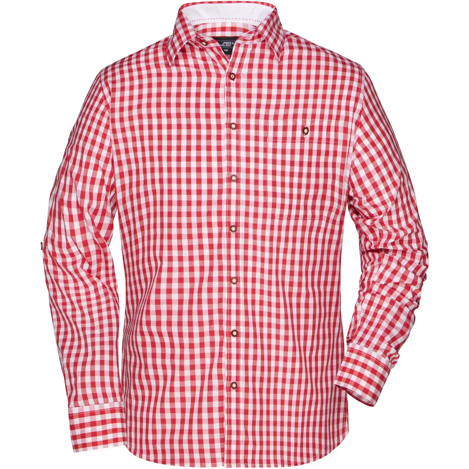 Hemd Trachtenlook "JN638" in red/white, 3XL - Bild 1