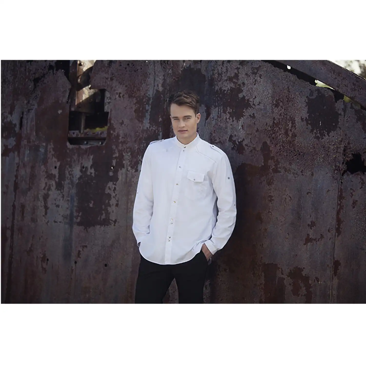 Herren Kochhemd New Identity "JM 26" in 48, Weiß - Thumbnail 7