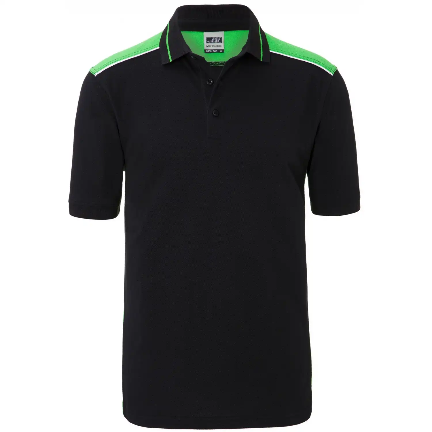 Polo T-Shirt "JN858" in black/lime-green, S - Bild 1