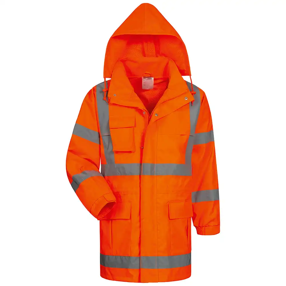 Warnschutz-Regenjacke "NILS" mit Kapuze orange in L - Bild 1