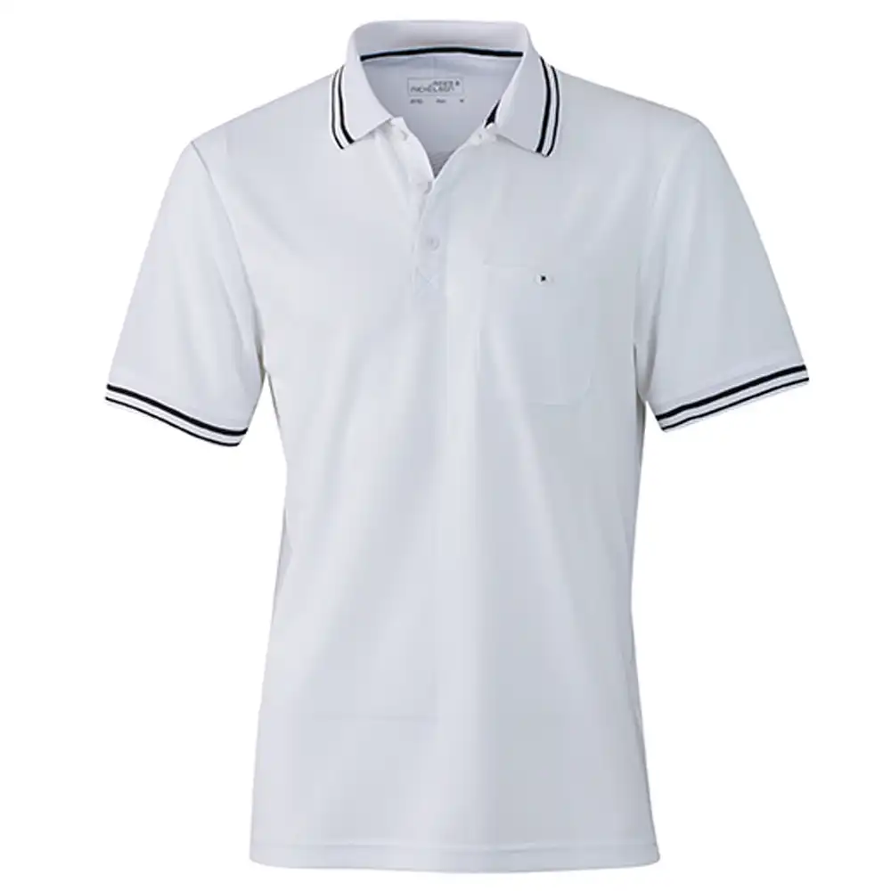 Polo-Shirt "JN702" in white/black, 3XL - Bild 1