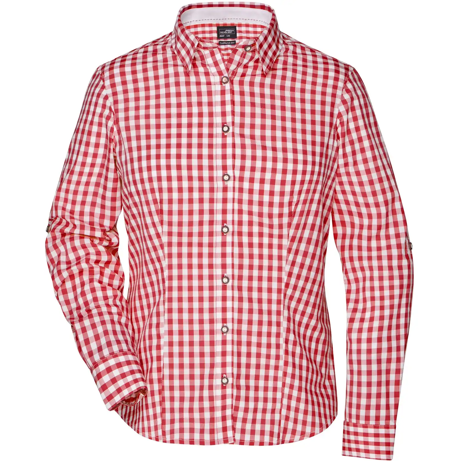 Damen-Bluse Trachtenlook "JN637" in red/white, L - Bild 1