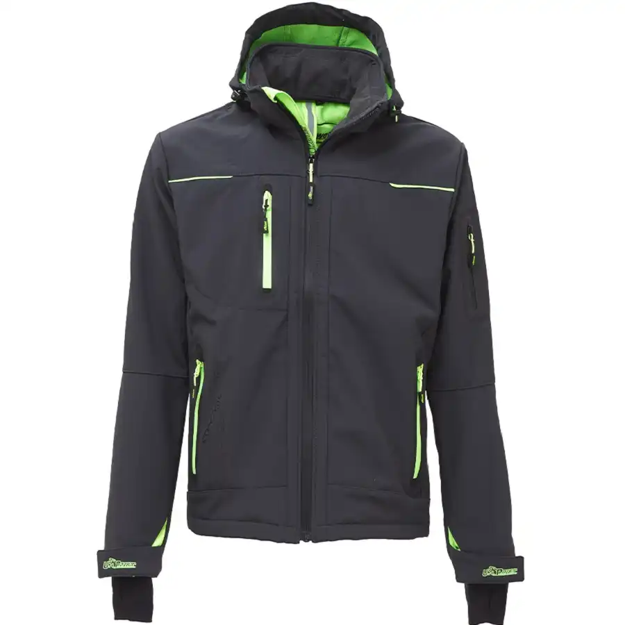 Softshelljacke "SPACE" Performance  in asphalt grey/green, L - Thumbnail 1