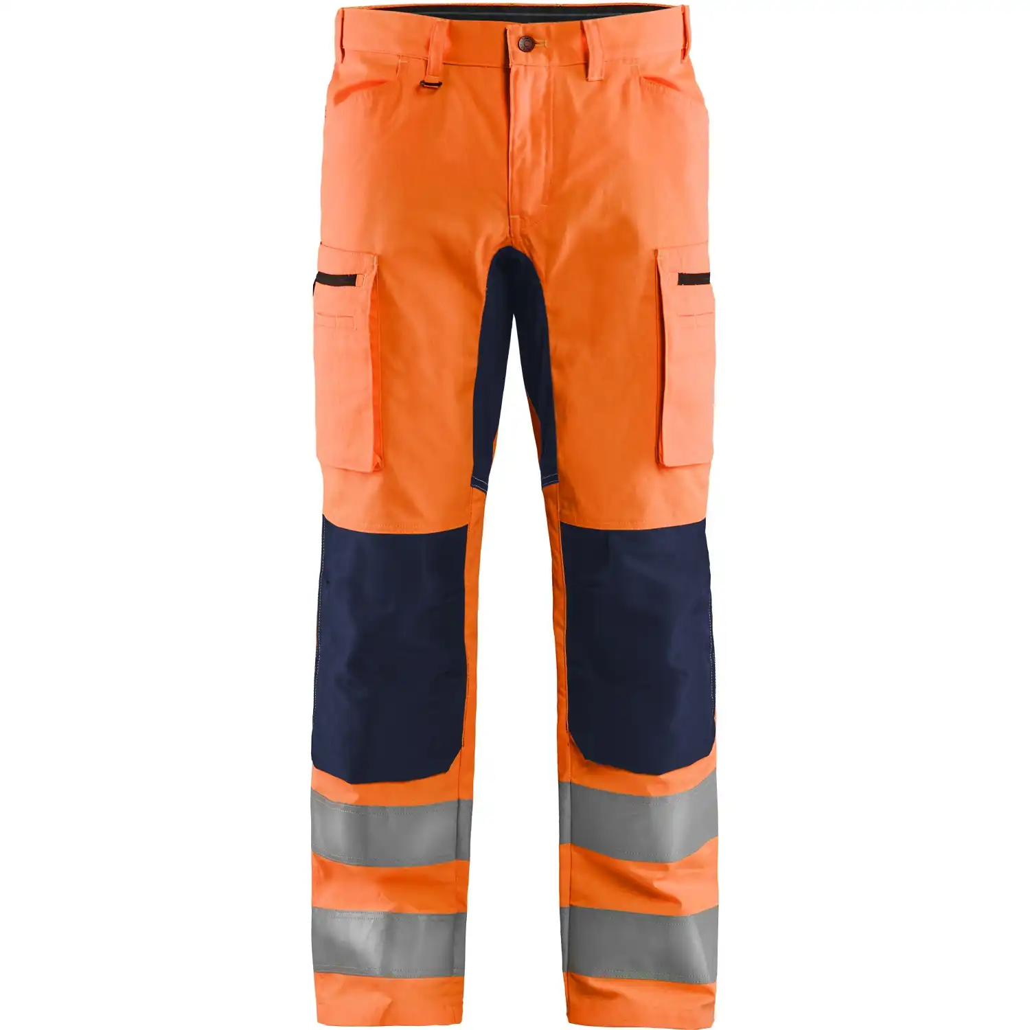Warnschutz Stretch Bundhose "1585" in orange/marine, C144 - Thumbnail 1
