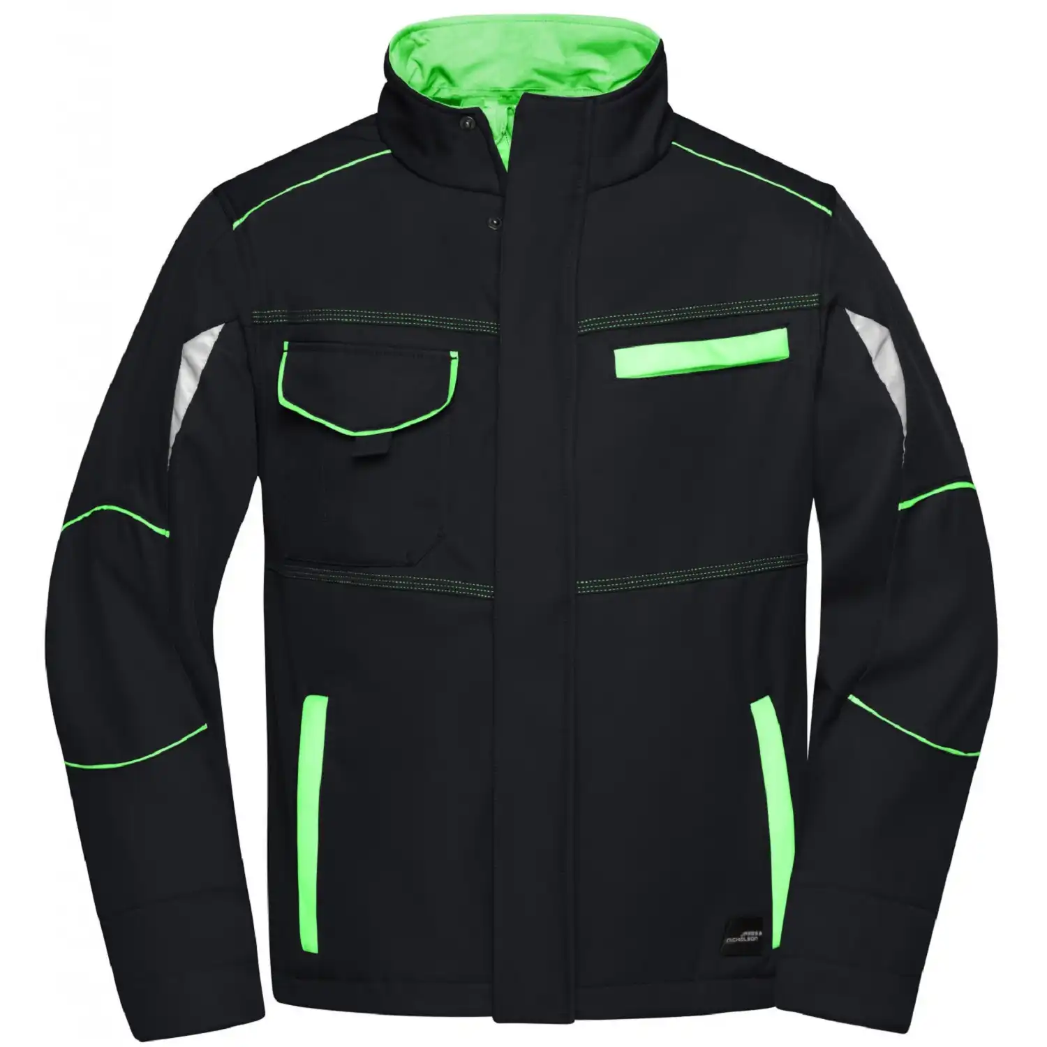 Funktions-Softshelljacke "JN851" in black/lime-green, L - Bild 1