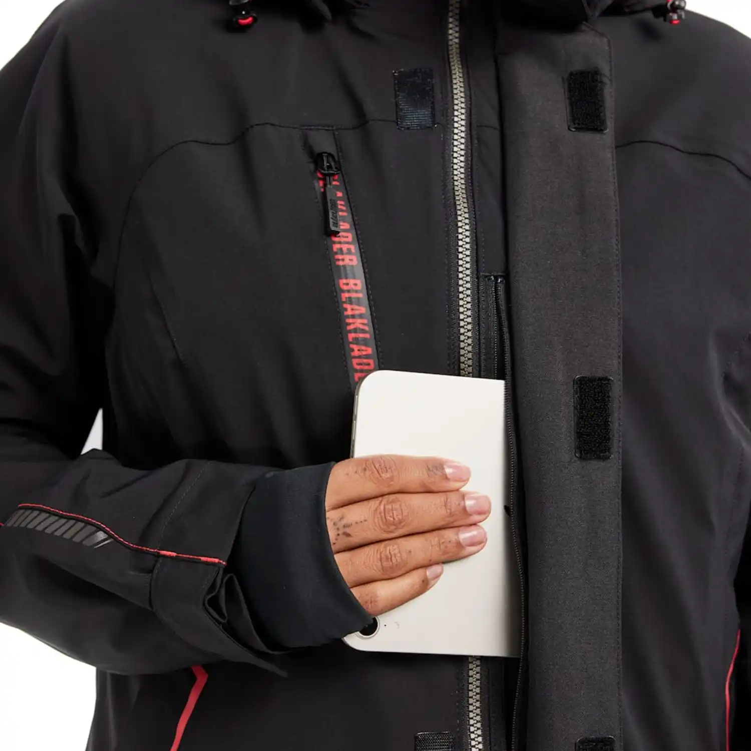 Damen Stretch Winterjacke "4408" in schwarz/rot, 3XL - Thumbnail 7