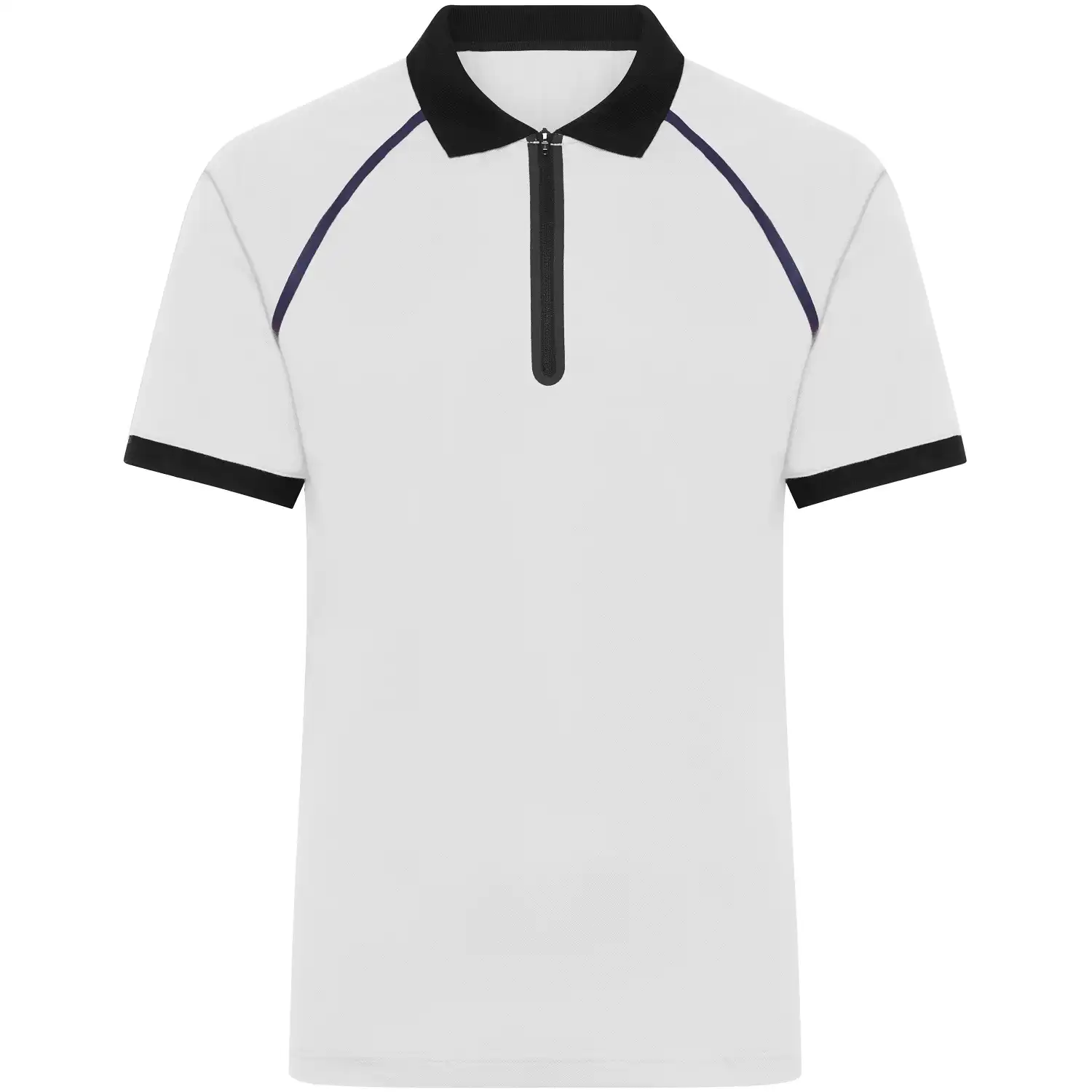 Zip Polo-Shirt "JN1308" in white/black, 3XL - Thumbnail 1