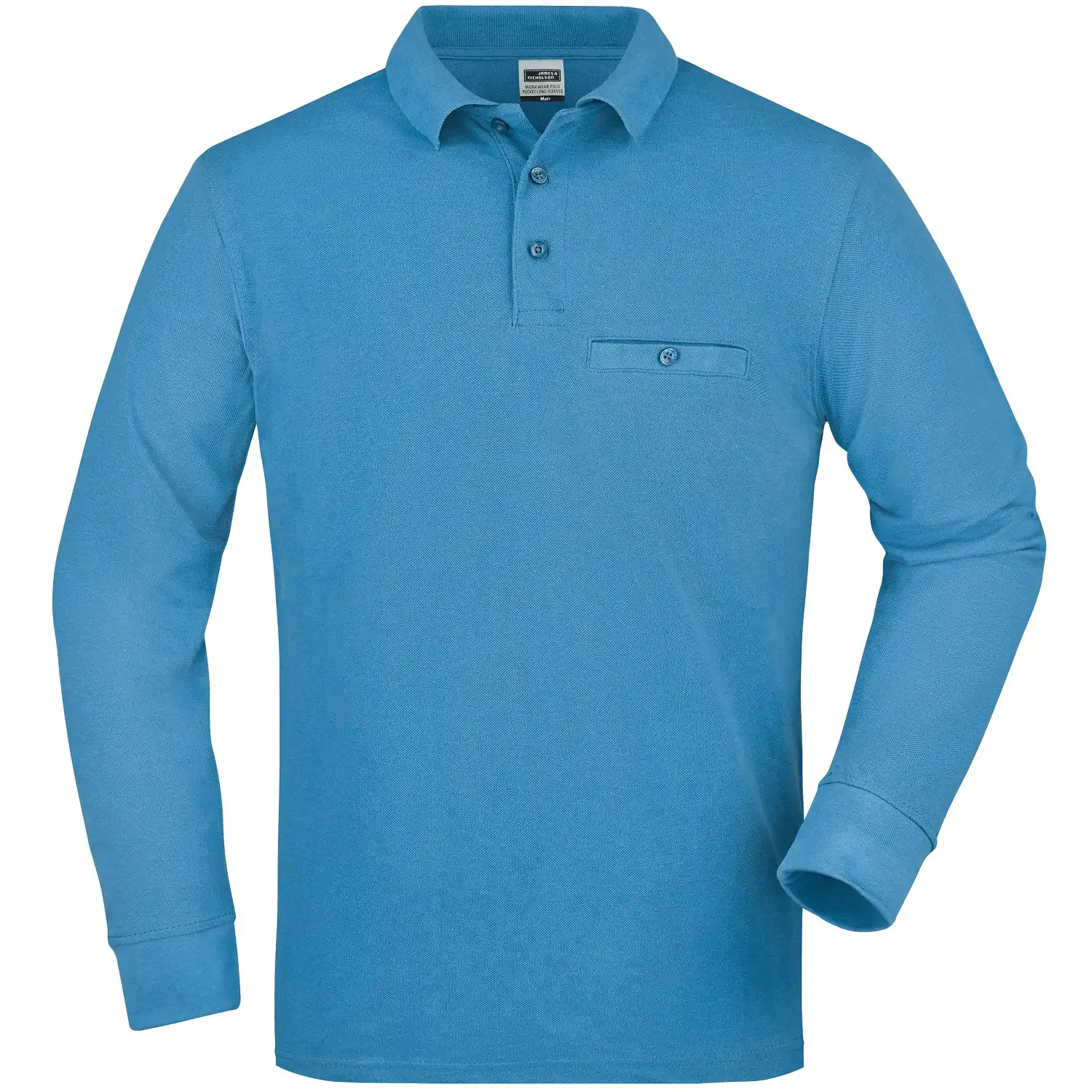 Pocket Langarm Polo-Shirt "JN866" in aqua, L - Bild 1