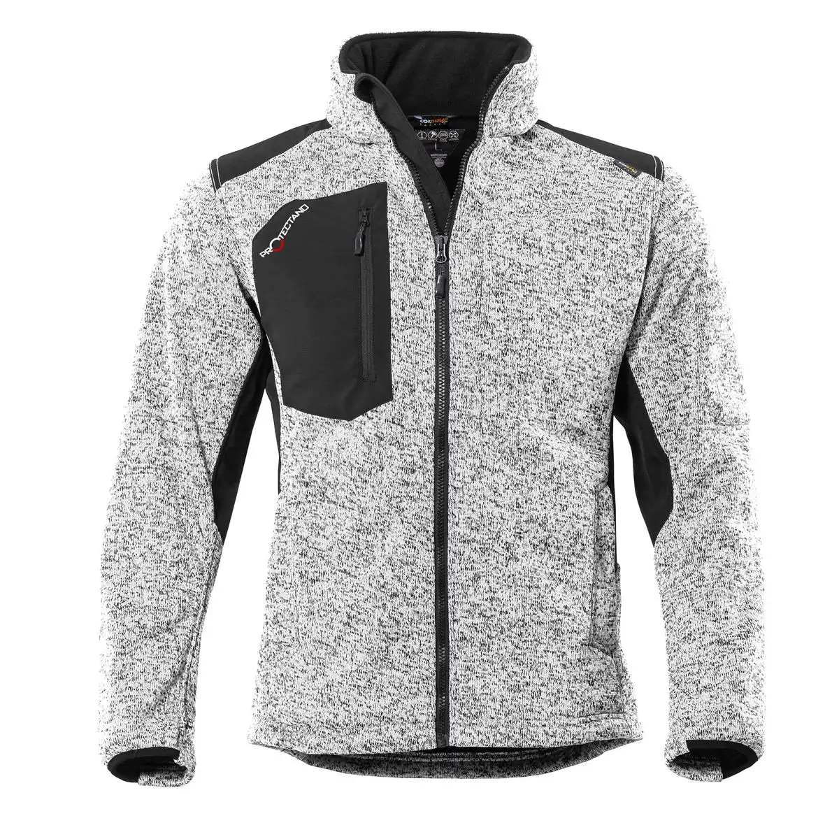 Strickfleece-Jacke "PROTECTANO" in weiß/meliert, XS - Thumbnail 1