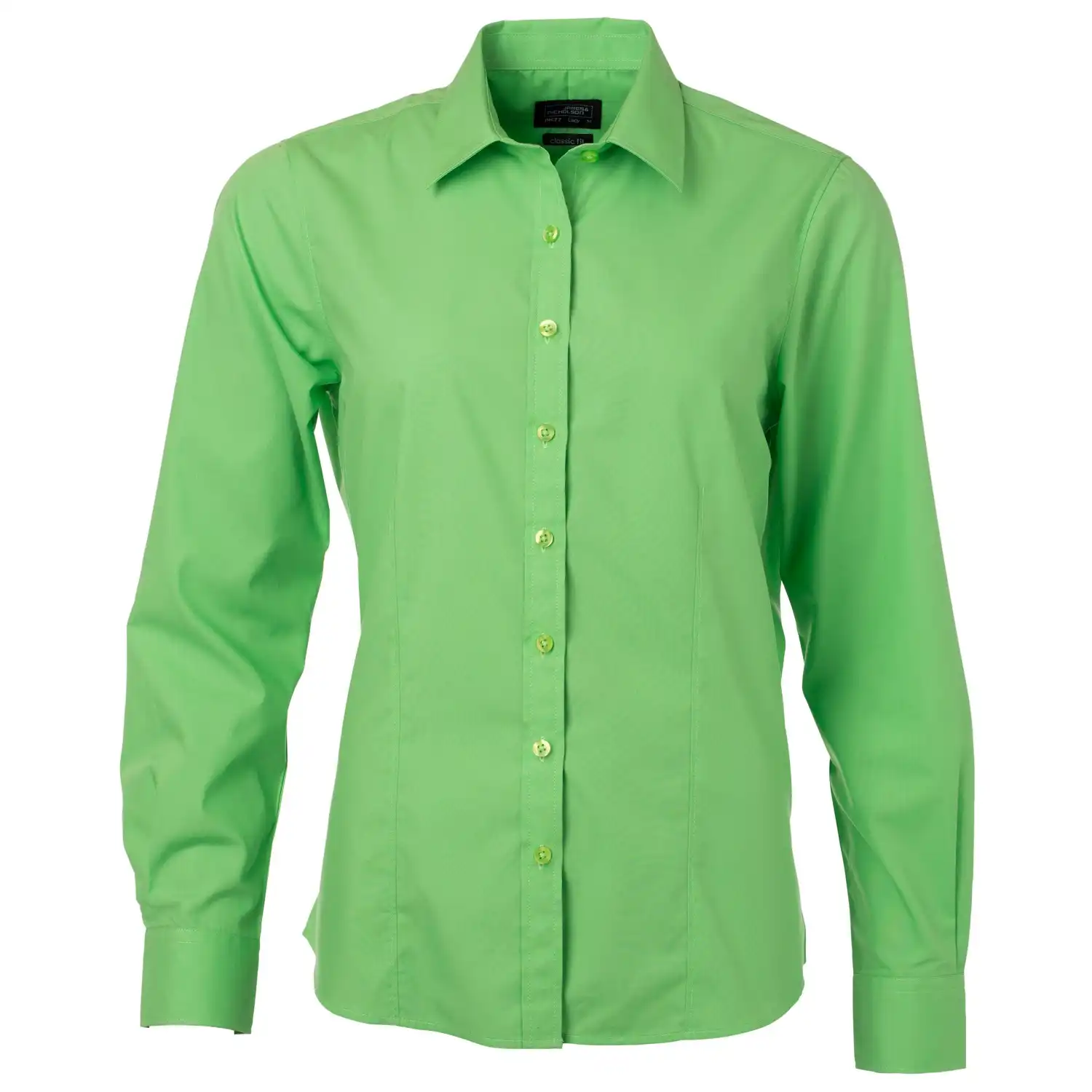 Damen Langarm Bluse "JN677" in lime-green, L - Bild 1