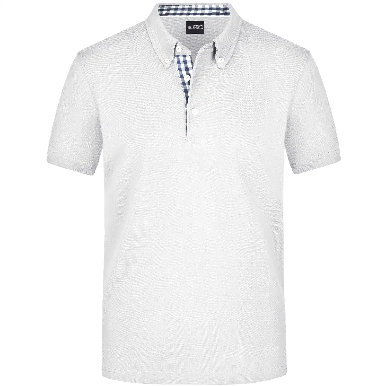 Polo-Shirt Plain "JN964" in white/navy/white, 3XL - Bild 1