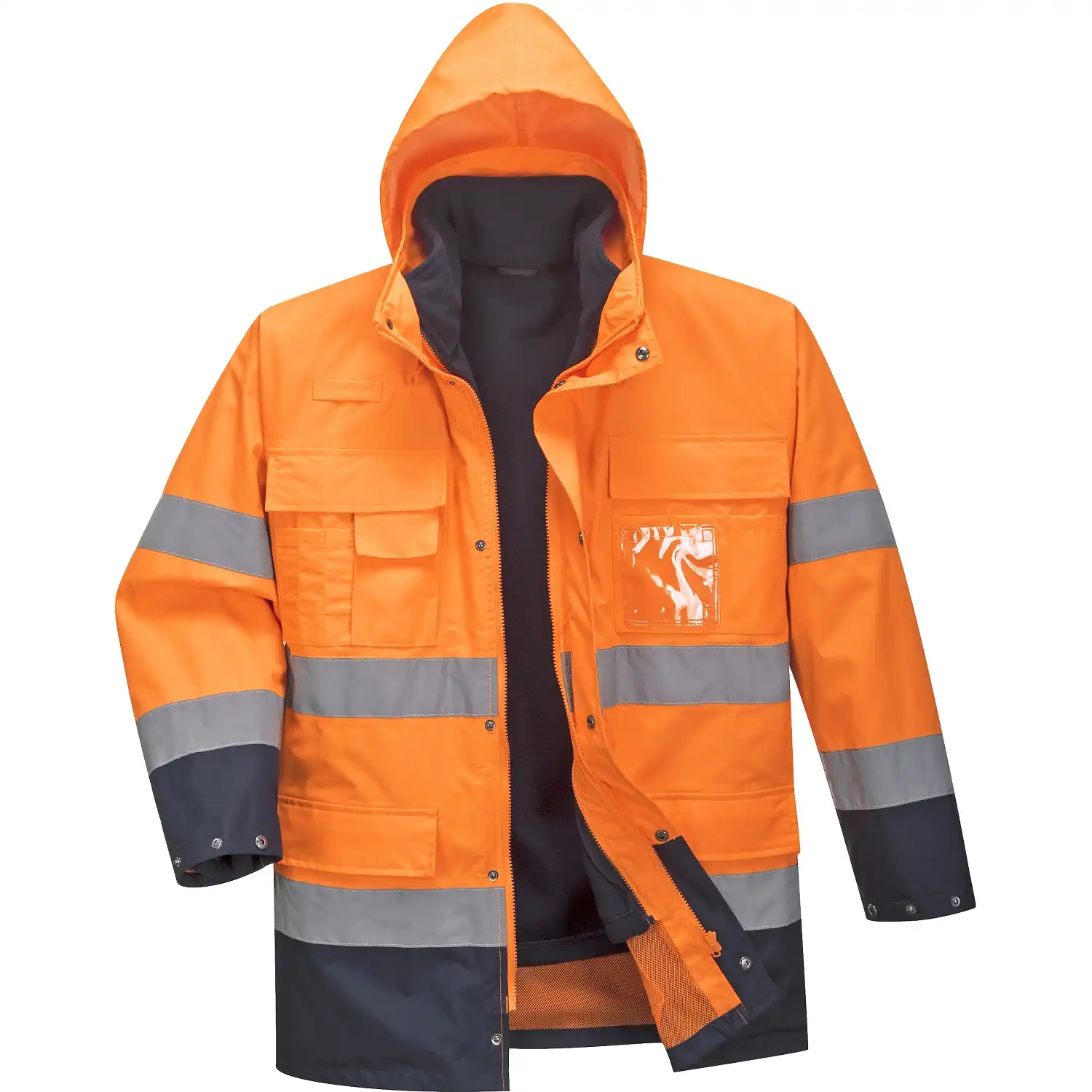 Warnschutz Regenjacke 3in1 "S162" Lite in orange/marine, L - Bild 1