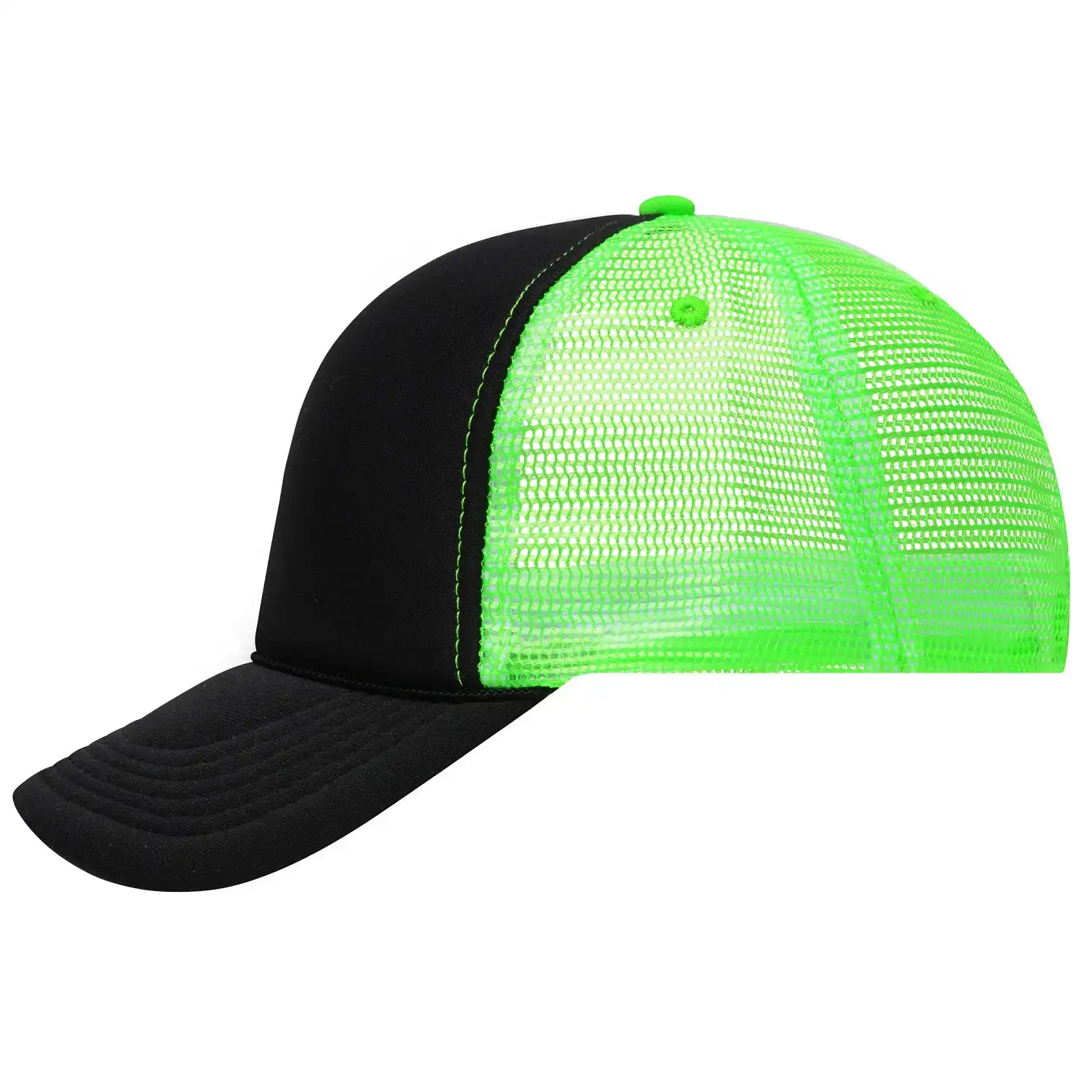 Mesh Basecap "MB6550" Retro in black/neon-green - Bild 1