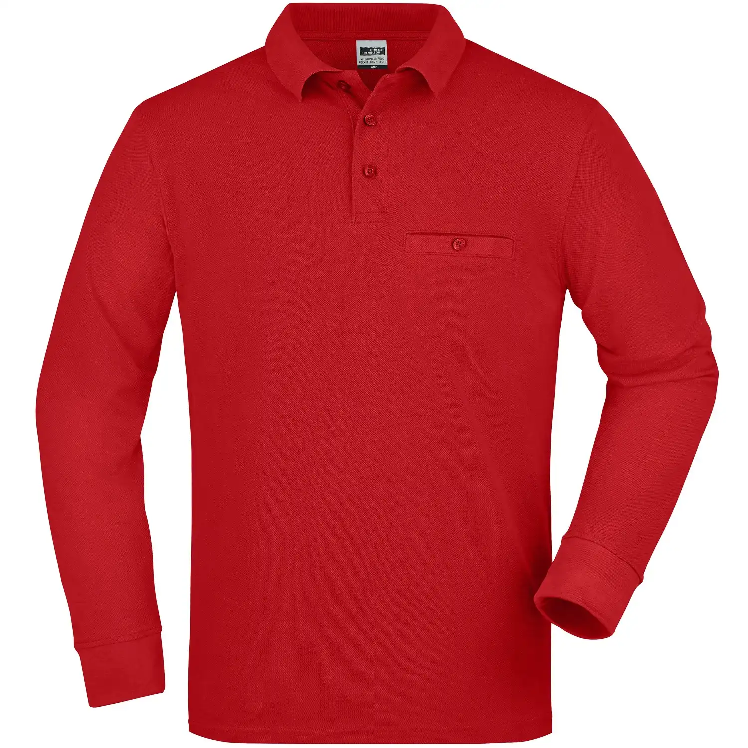 Pocket Langarm Polo-Shirt "JN866" in Rot, L - Bild 1
