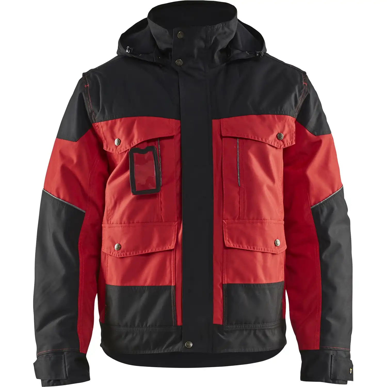 Winterjacke mit Kapuze "4886" in rot/schwarz, M - Thumbnail 1