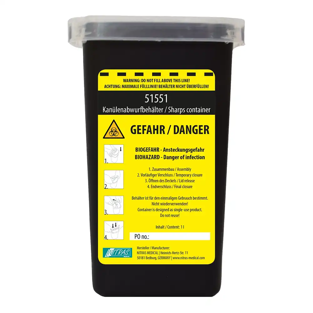 Kanülen-Abwurfbehälter schwarz | 1 Liter - Bild 1
