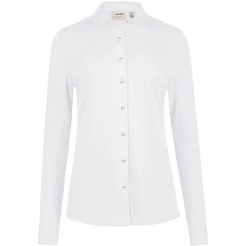 Bluse "COTTON TEC" 136 langarm in L, Weiß - Thumbnail 1