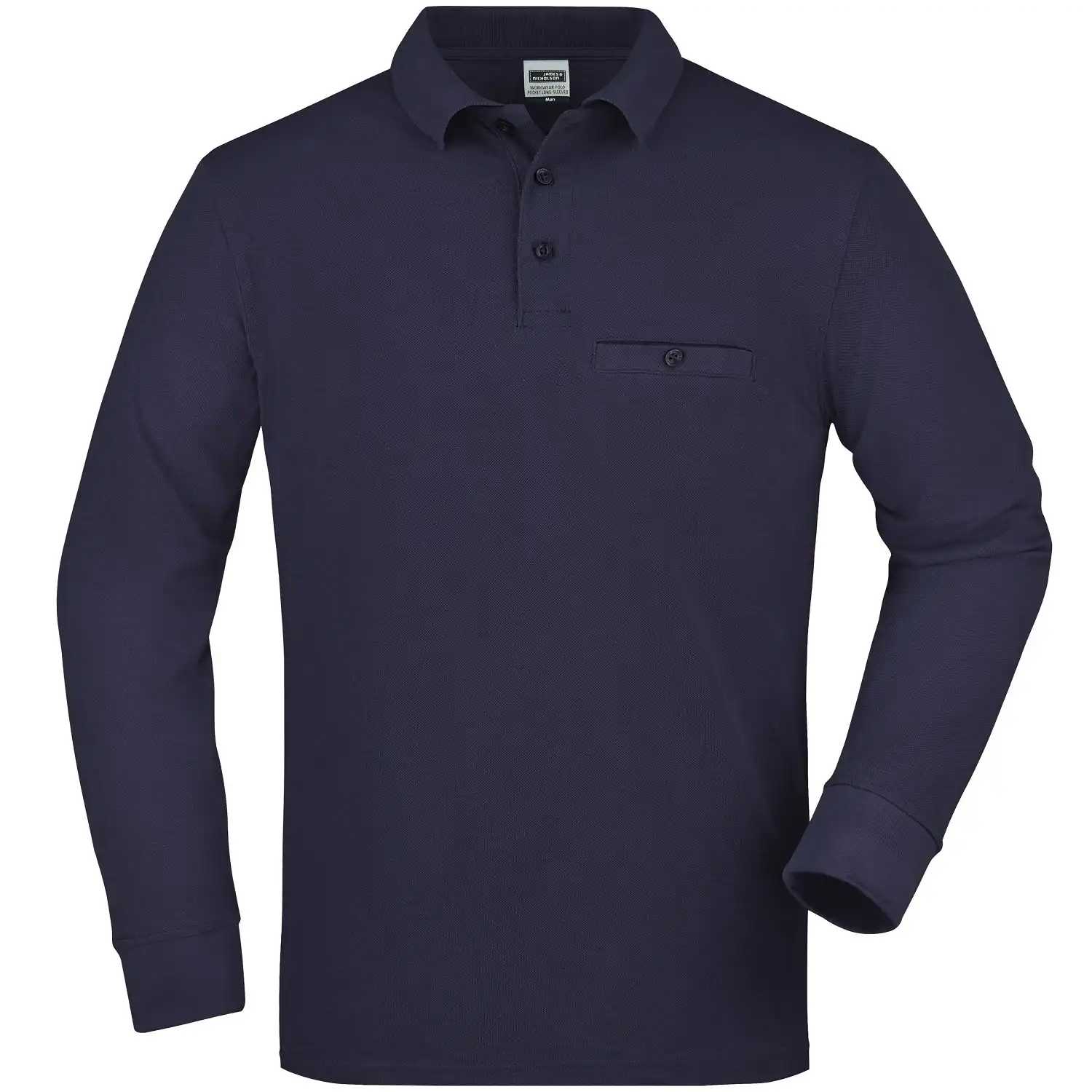 Pocket Langarm Polo-Shirt "JN866" in marine, 4XL - Bild 1