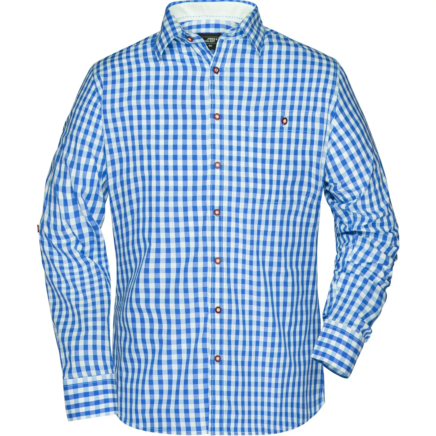 Hemd Trachtenlook "JN638" in royal/white, XXL - Bild 1