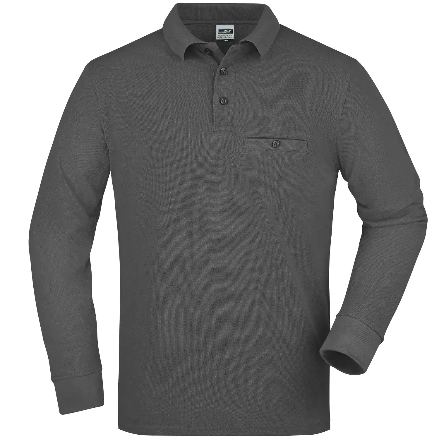 Pocket Langarm Polo-Shirt "JN866" in dunkelgrau, 6XL - Bild 1