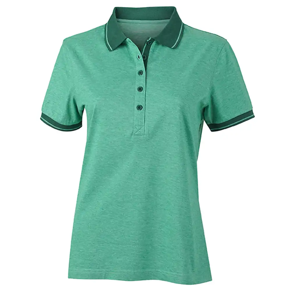 Damen Polo-Shirt Melange "JN705" in green-melange/dark-green, L - Bild 1