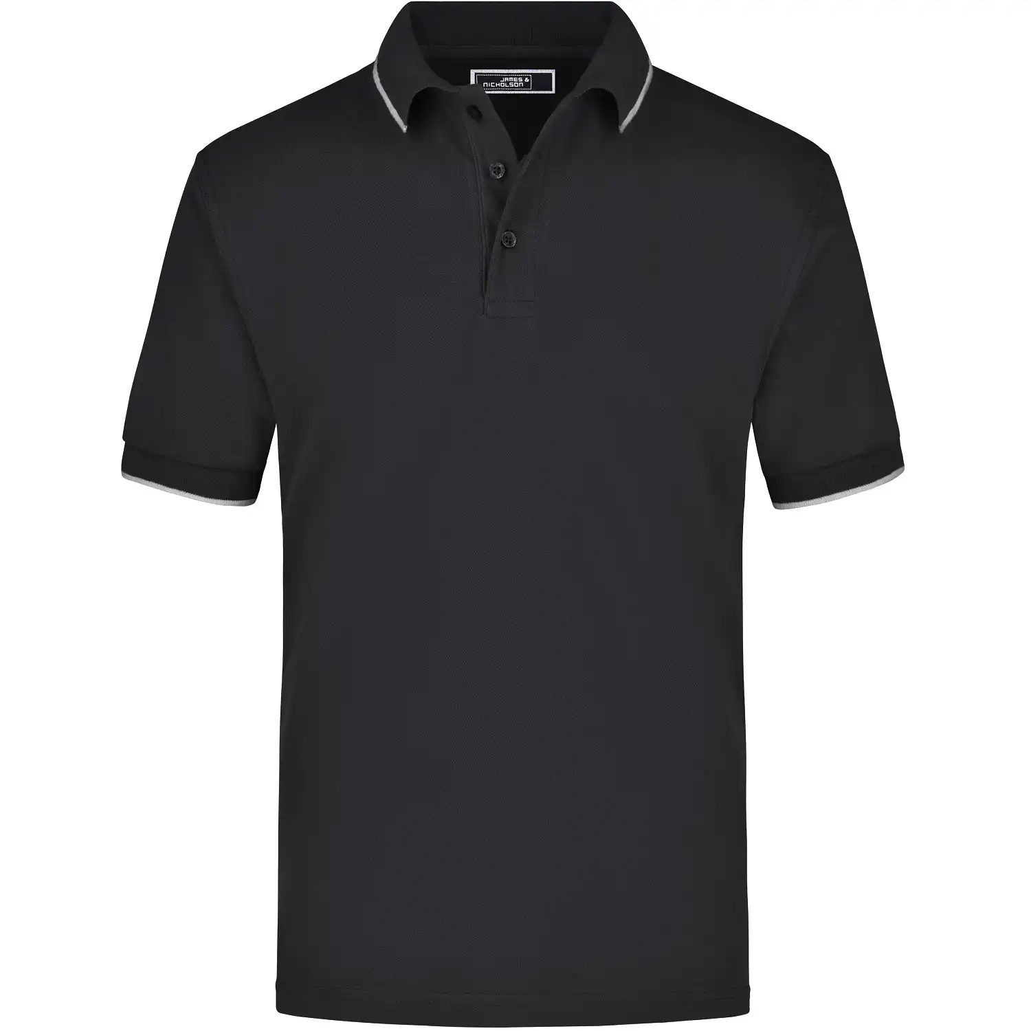 Poloshirt Tipping "JN034" in black/silver, S - Bild 1