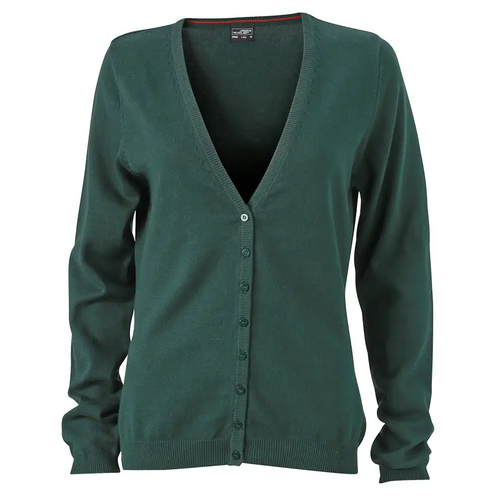 Damen V-Neck Cardigan "JN660" in forest-green, L - Bild 1