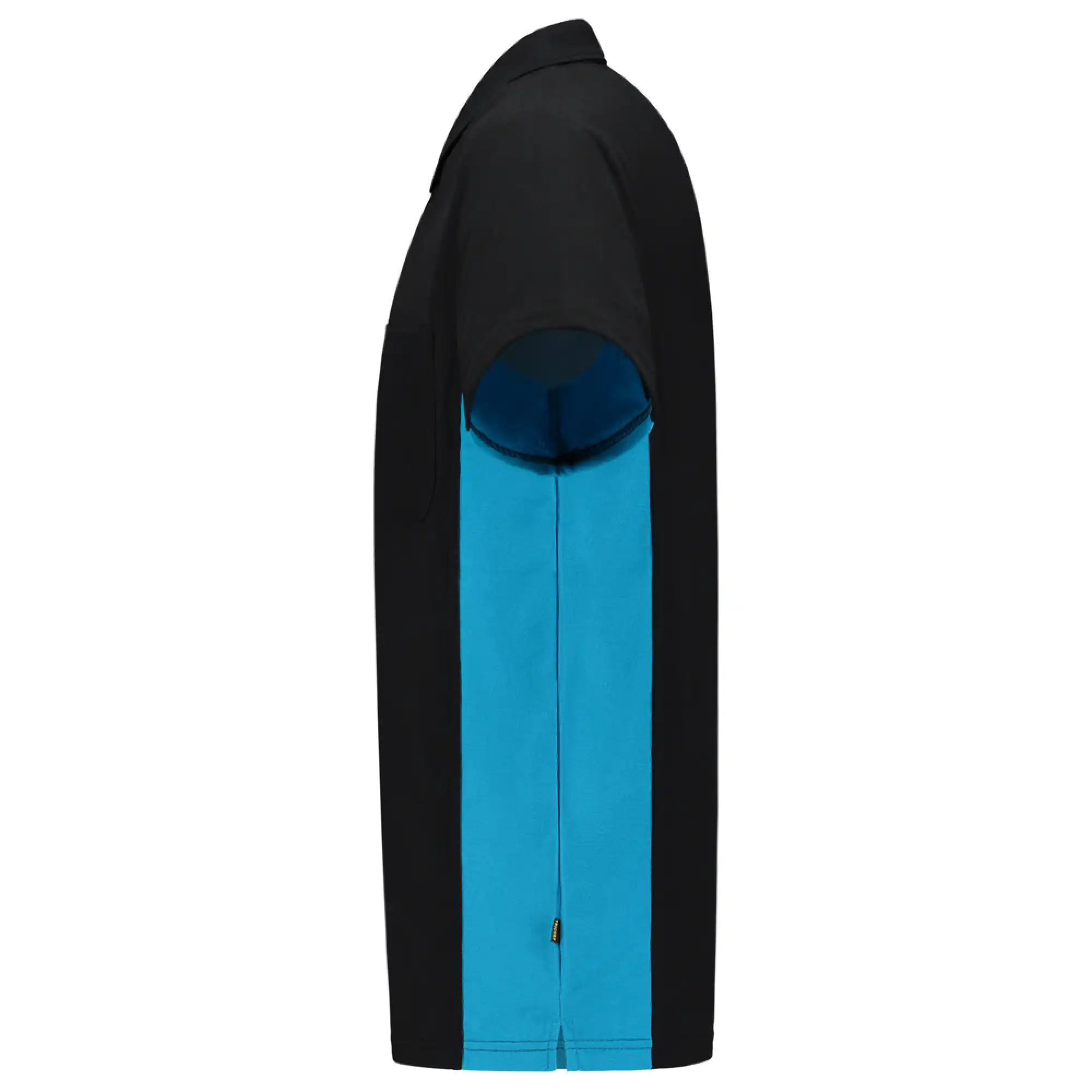 Pocket Polo-Shirt Bicolor "202002" Workwear in 5XL, black/turquoise - Thumbnail 3