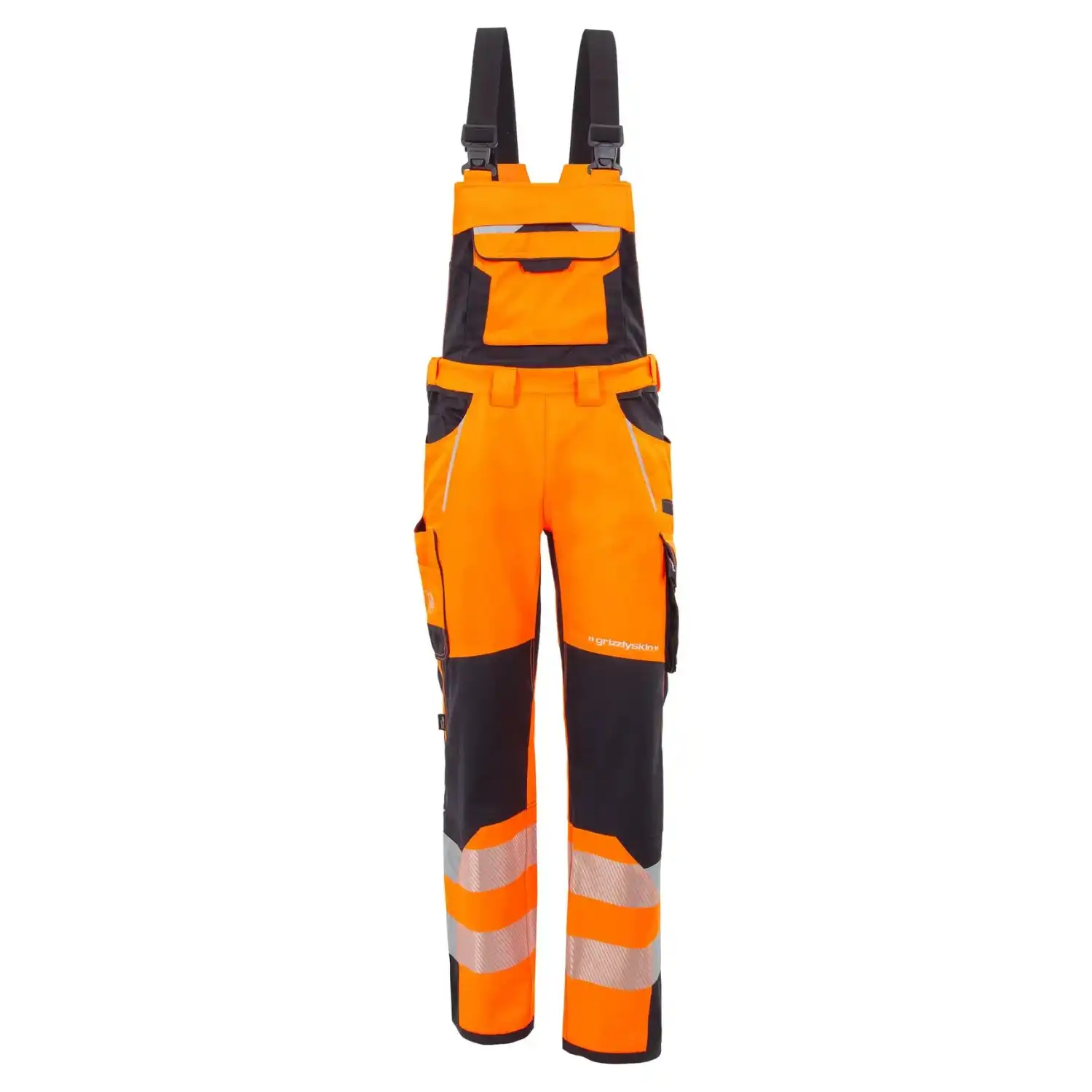 Arbeitslatzhose "Grizzlyskin Warnschutz" in orange/schwarz, L66 (lang) - Thumbnail 1