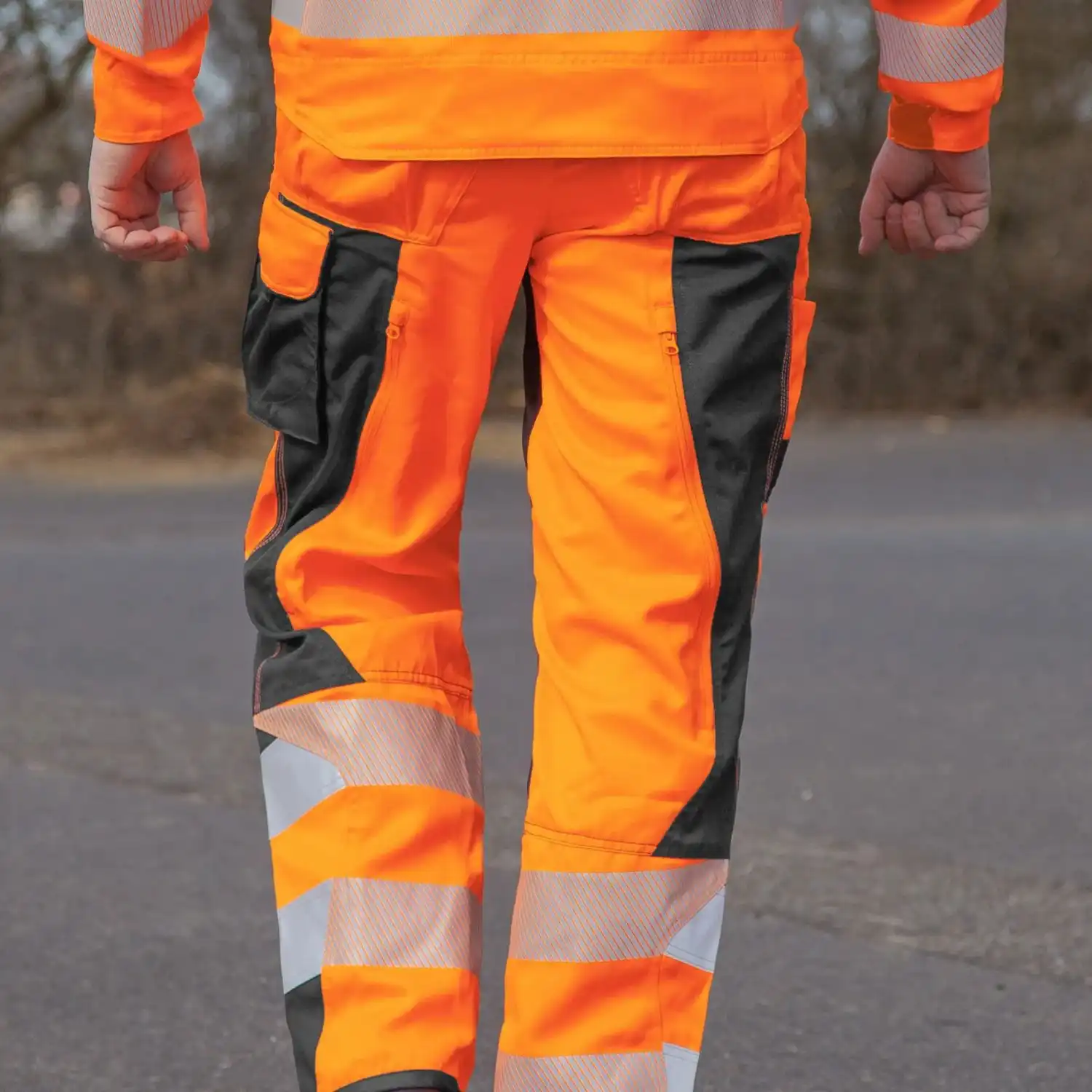  Arbeitshose "Grizzlyskin Warnschutz" in orange/schwarz, N72 - Thumbnail 7