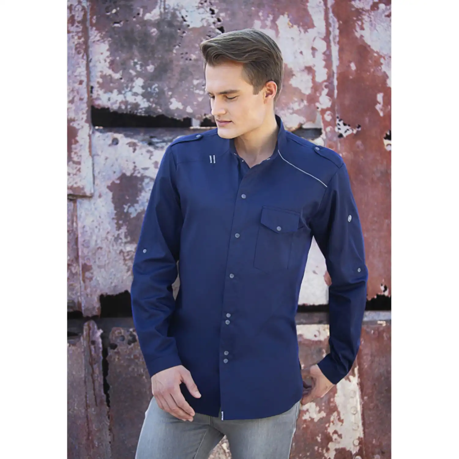 Herren Kochhemd New Identity "JM 26" in marine, 48 - Thumbnail 7