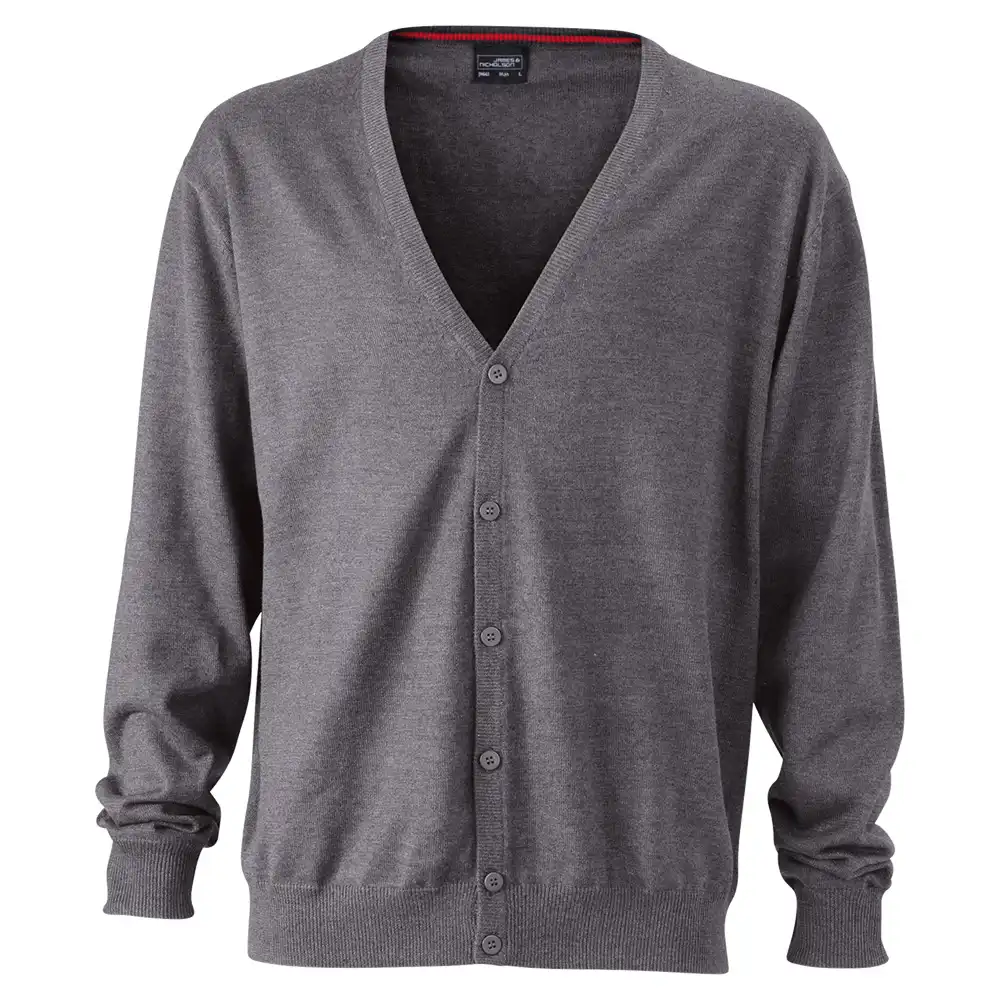 V-Neck Cardigan "JN661" in anthracite-melange, 3XL - Bild 1