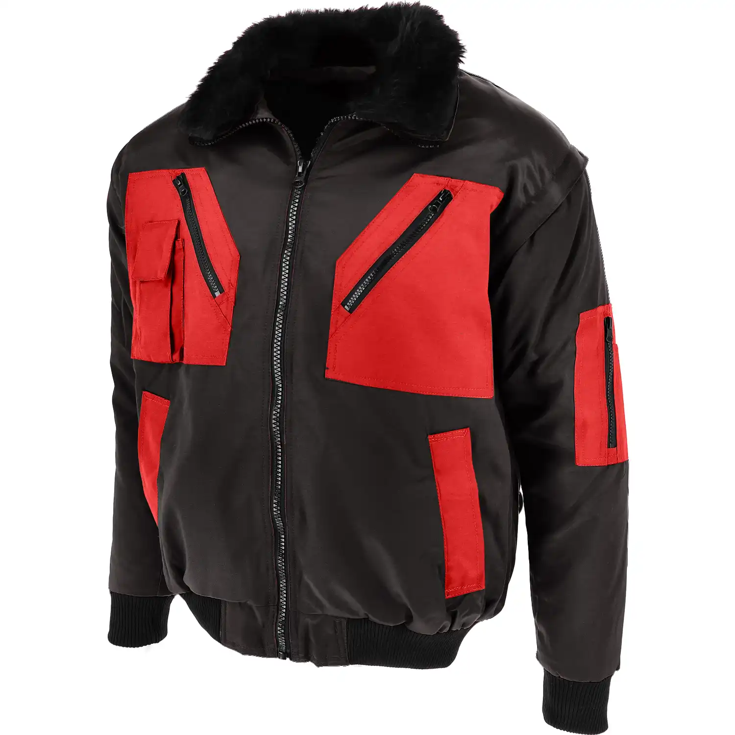 Pilotenjacke 4in1 Essential in schwarz/rot, L - Thumbnail 1