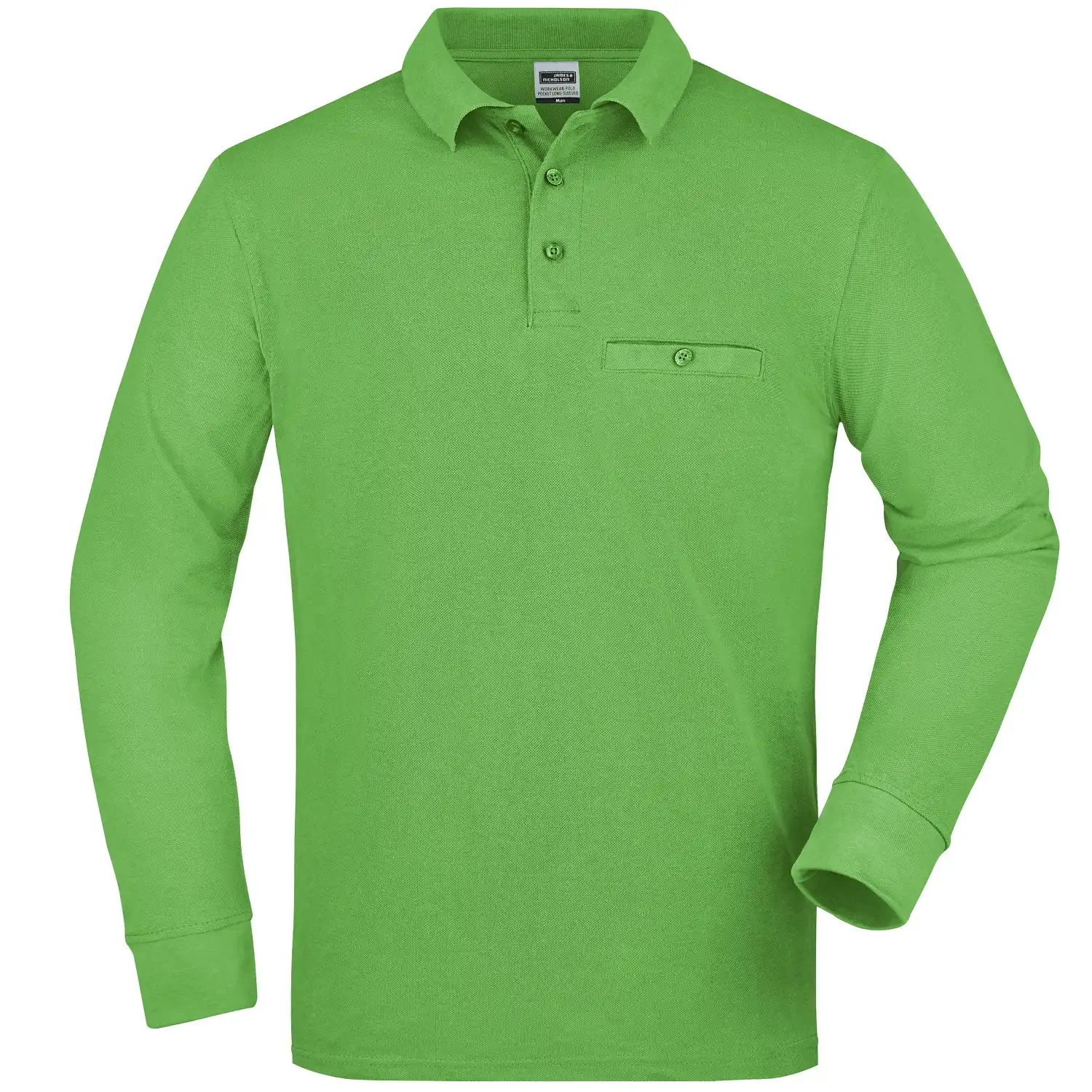 Pocket Langarm Polo-Shirt "JN866" in lime green, L - Bild 1