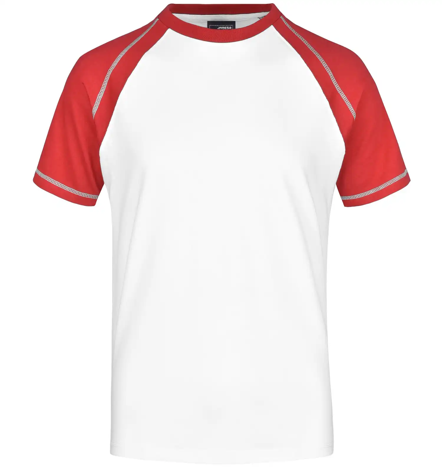 Raglan T-Shirt "JN010" in white/red, 3XL - Bild 1