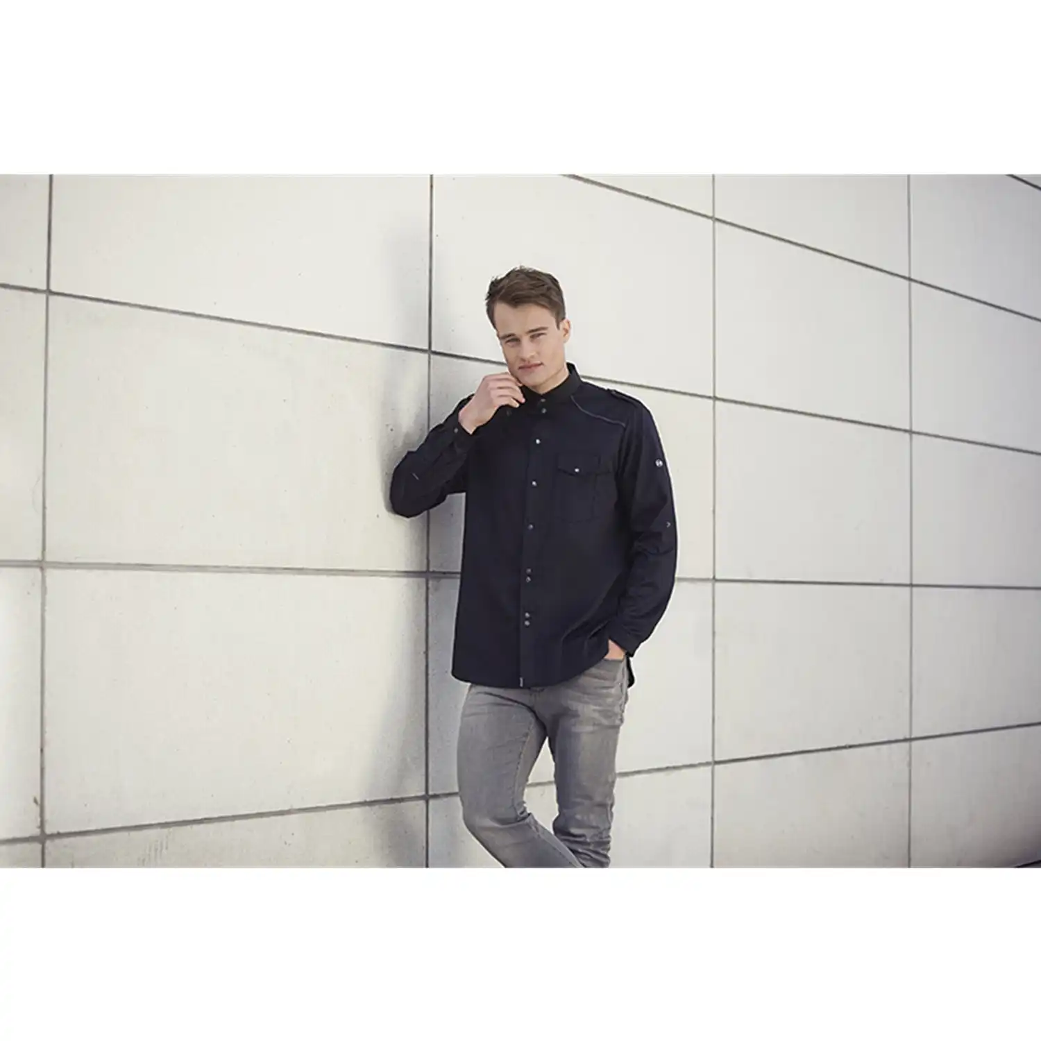 Herren Kochhemd New Identity "JM 26" in schwarz, 48 - Thumbnail 7