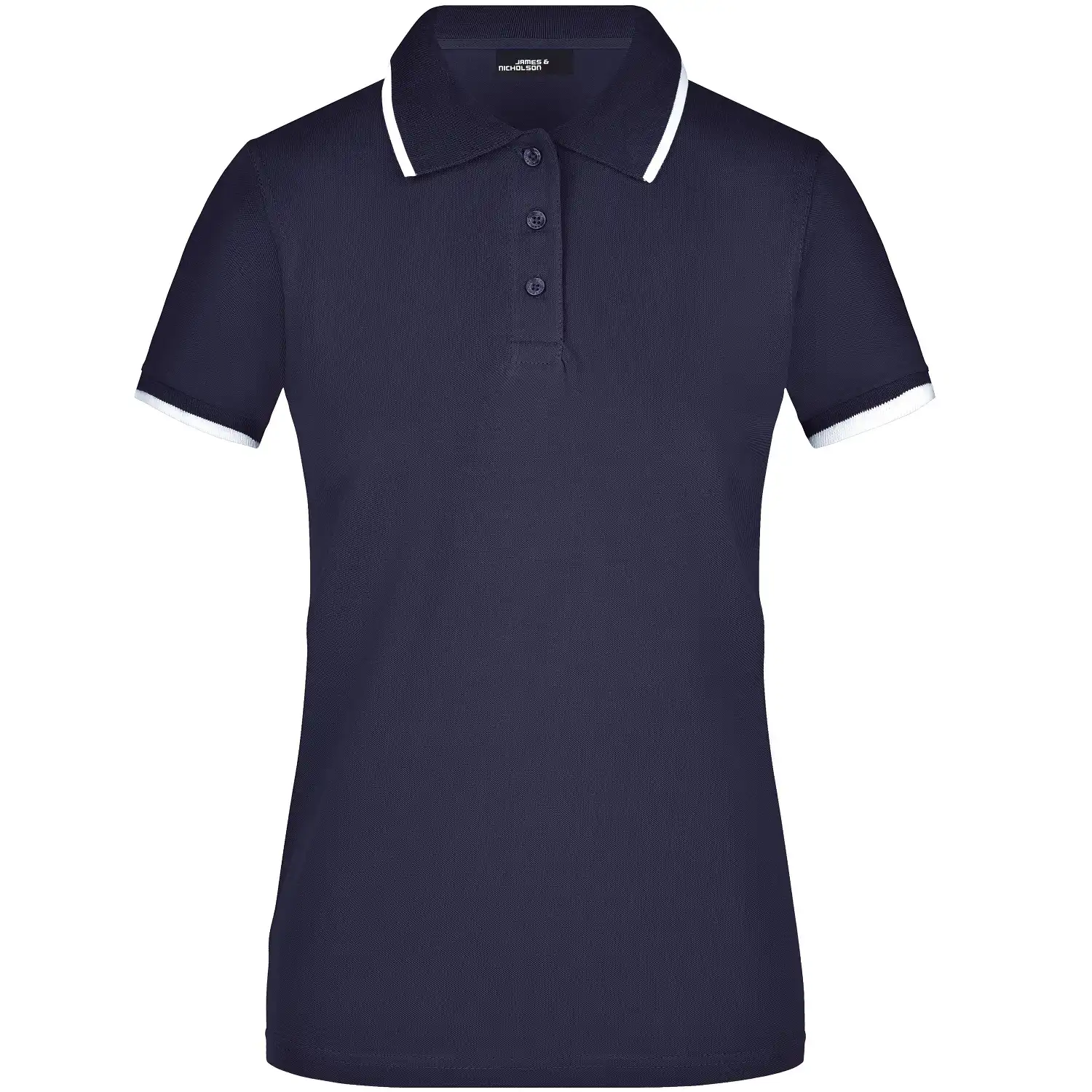 Damen Polo-Shirt Tipping "JN934" in navy/white, XL - Bild 1