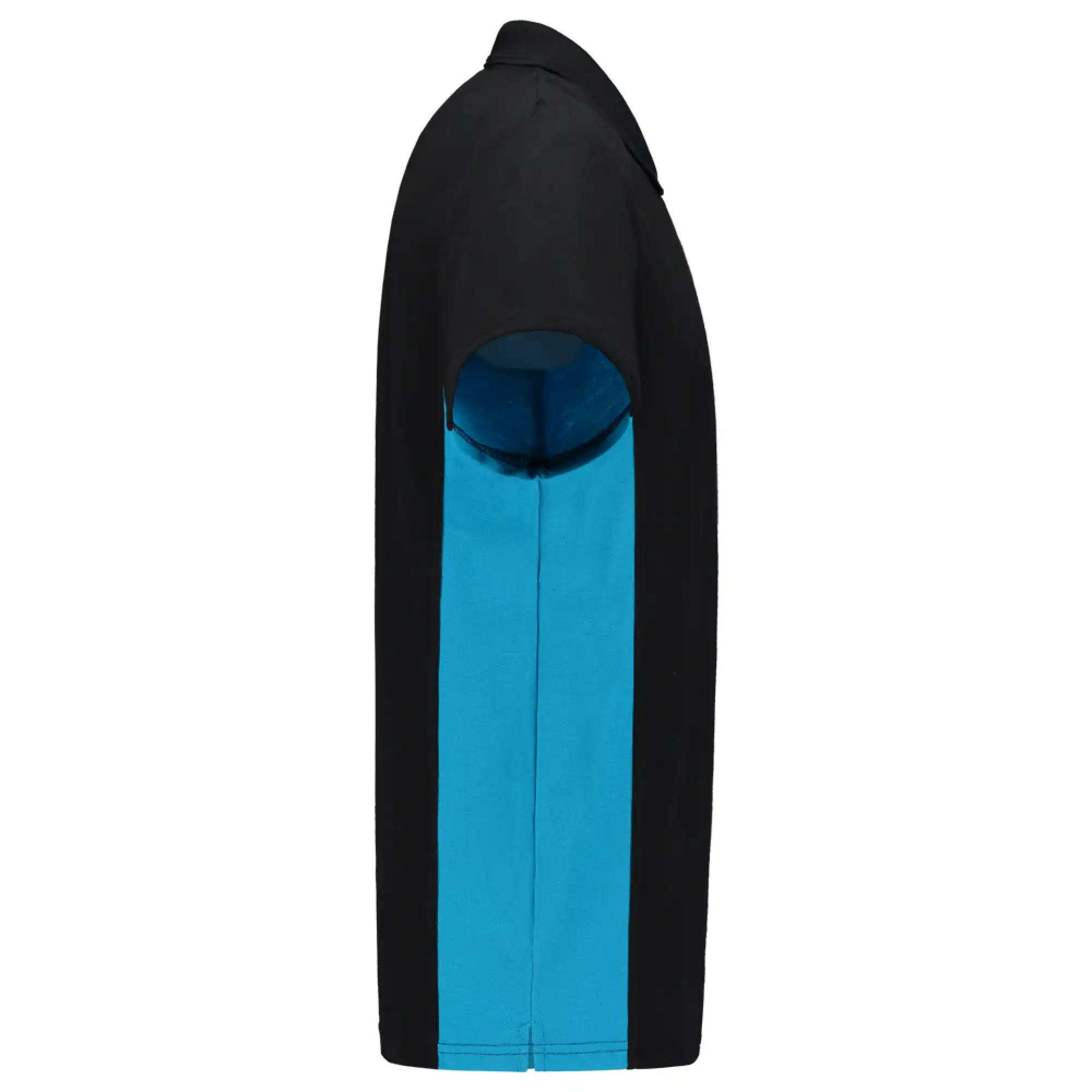 Pocket Polo-Shirt Bicolor "202002" Workwear in 5XL, black/turquoise - Thumbnail 4