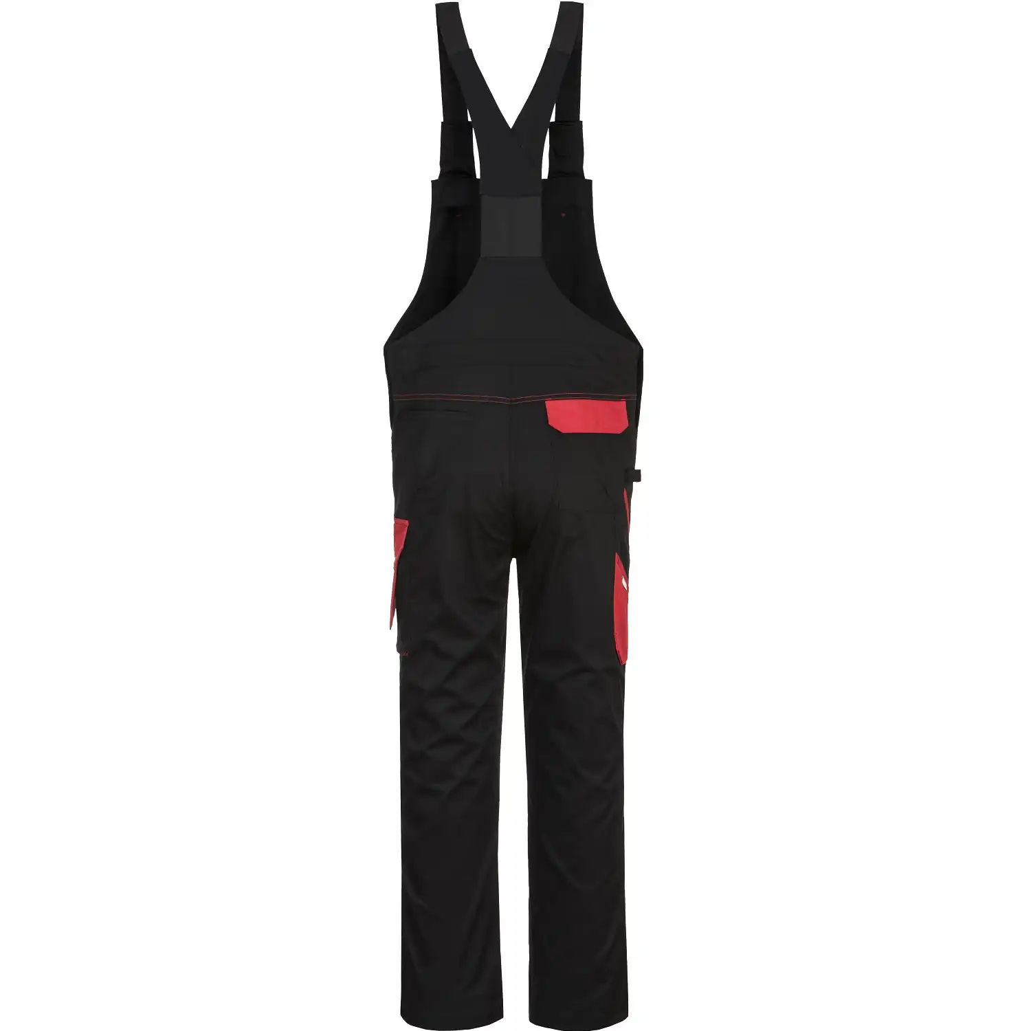 Latzhose "PW243" PW2 in schwarz/rot, L - Thumbnail 2