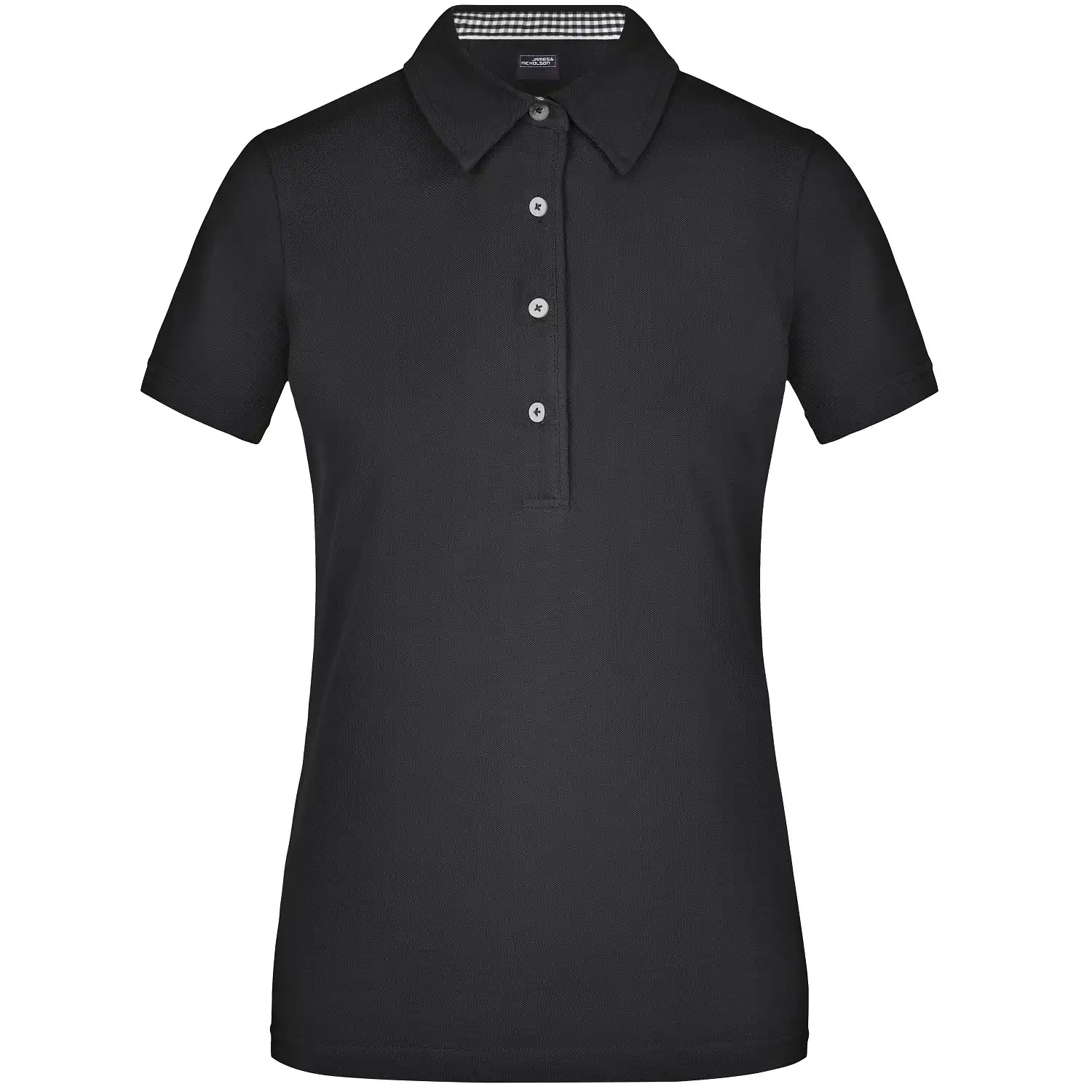 Damen Plain Polo-Shirt "JN969" in black/black-white, L - Bild 1