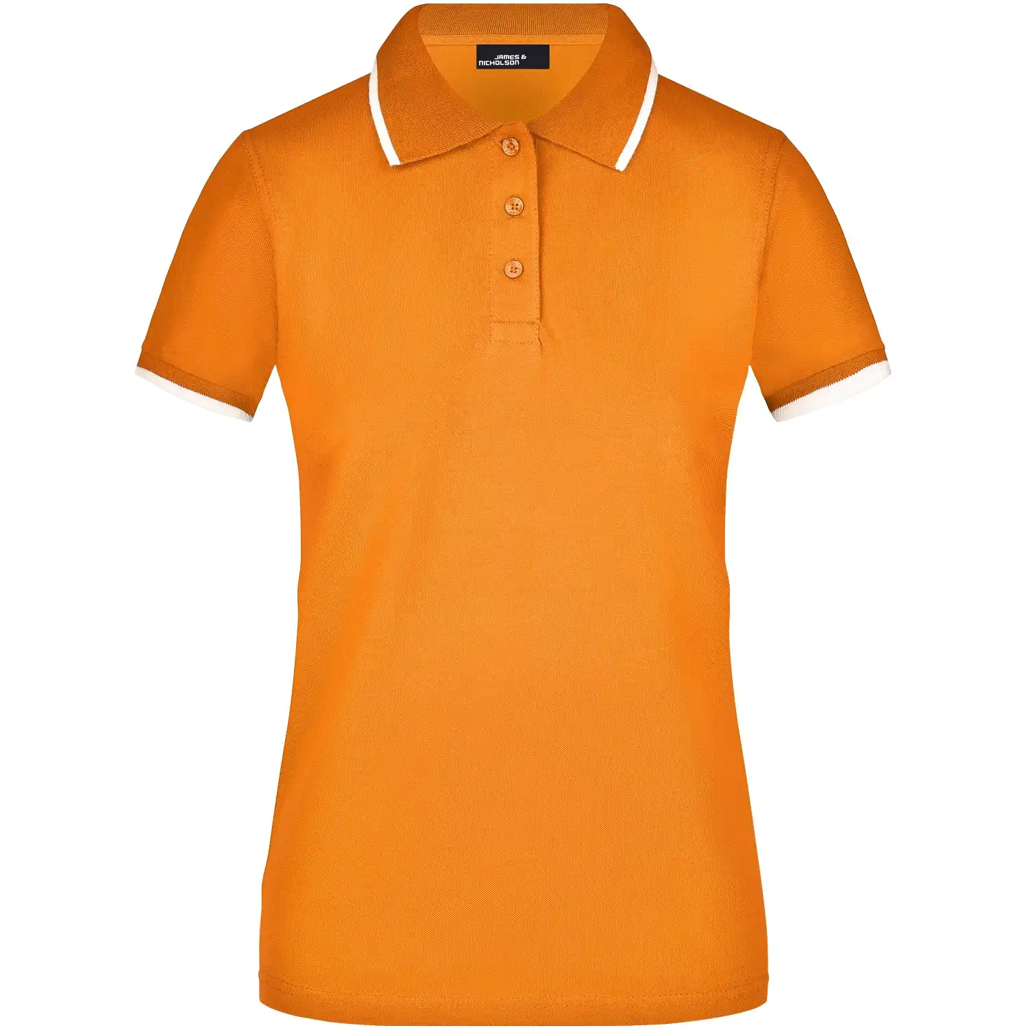 Damen Polo-Shirt Tipping "JN934" in orange/white, M - Bild 1