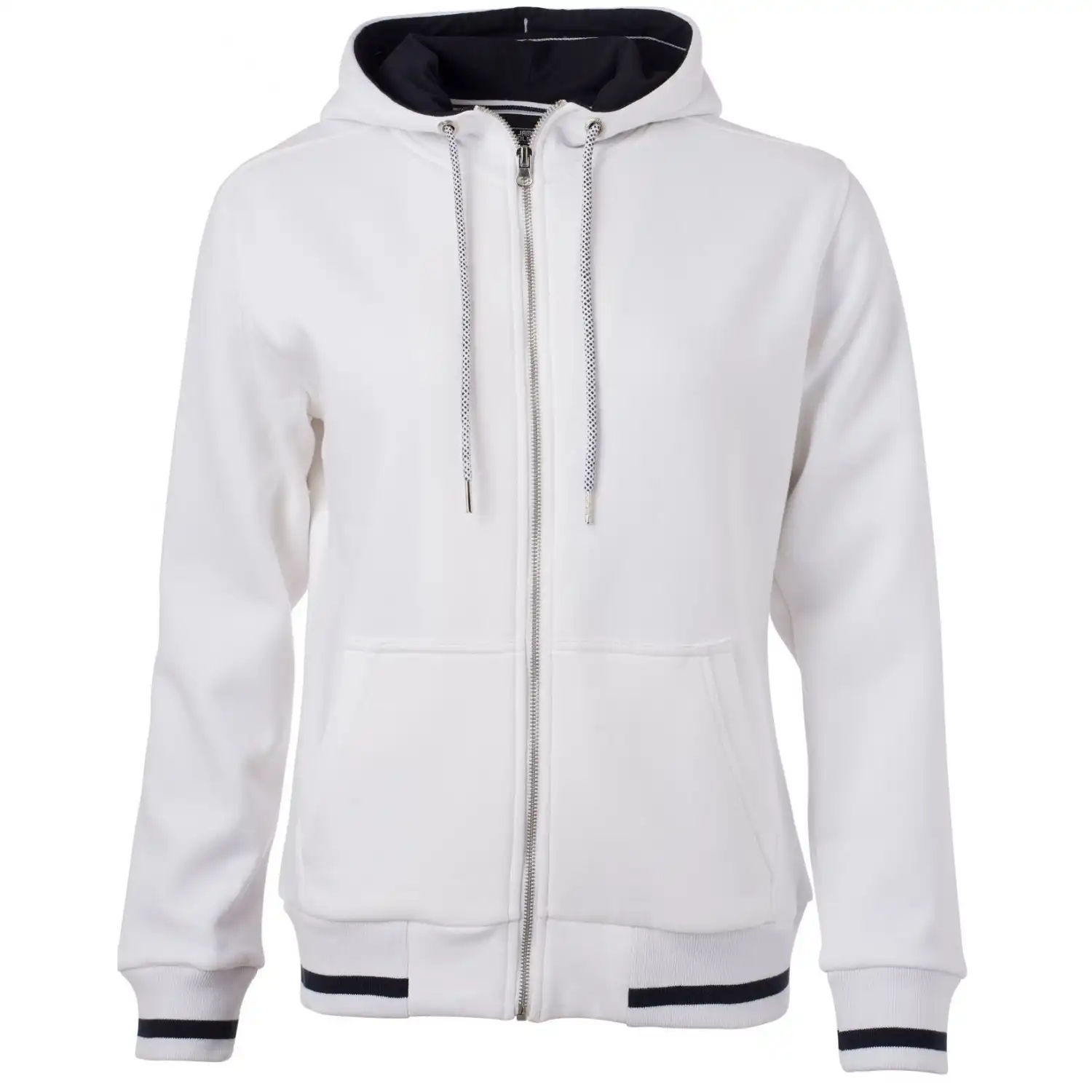 Damen Kapuzen-Sweatjacke "JN775" in white/navy, L - Bild 1