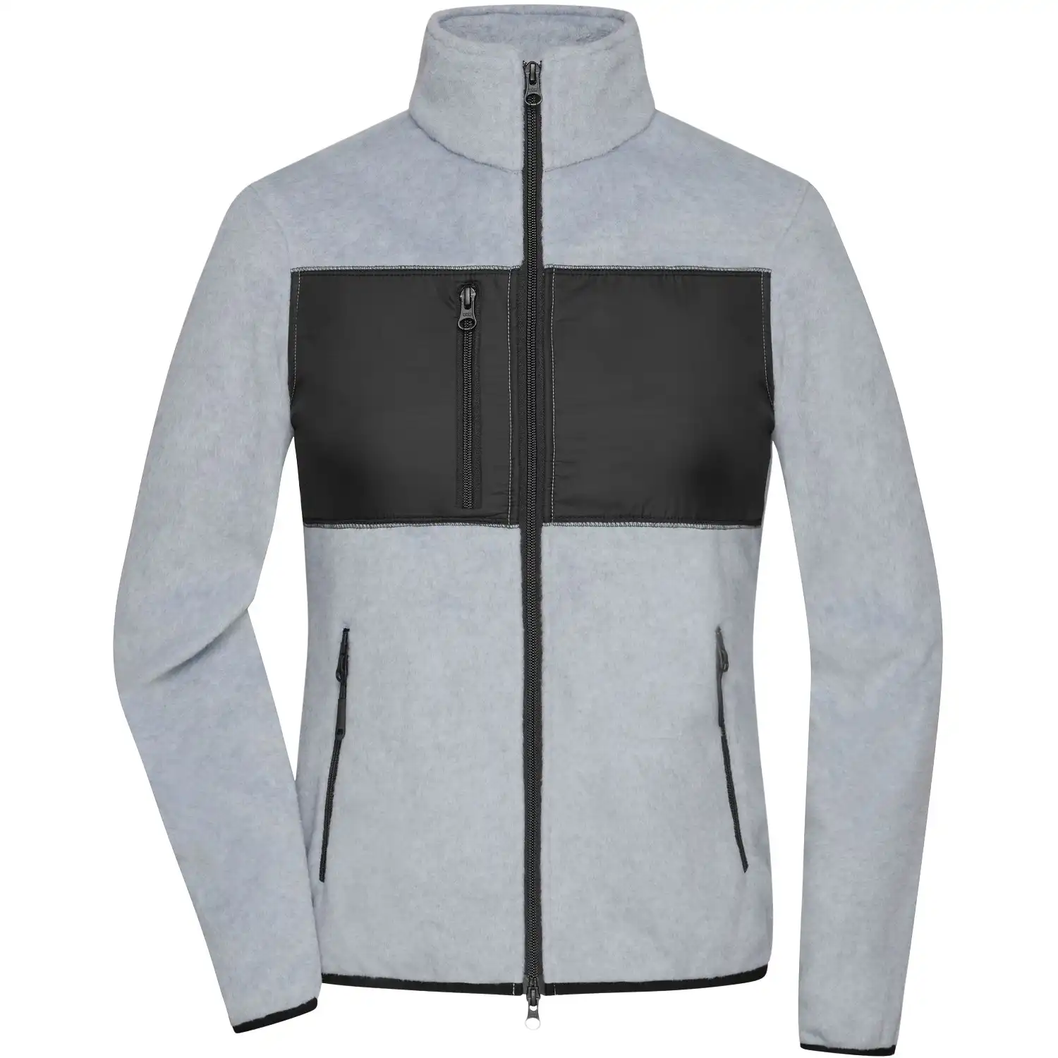 Damen Fleecejacke "JN1311" in light-melange/black, XS - Thumbnail 1