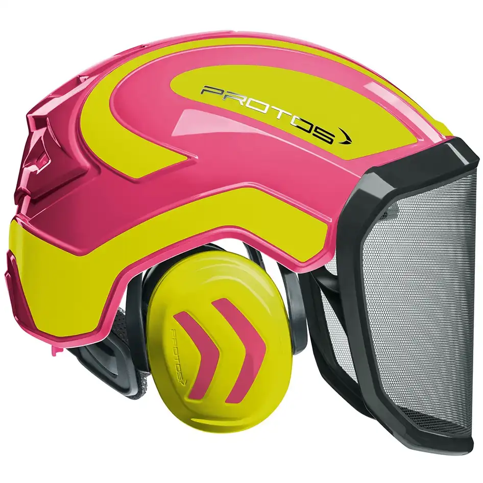 Forstschutzhelm "Integral Forest" grobes Visier G16 in pink/neongelb - Bild 1