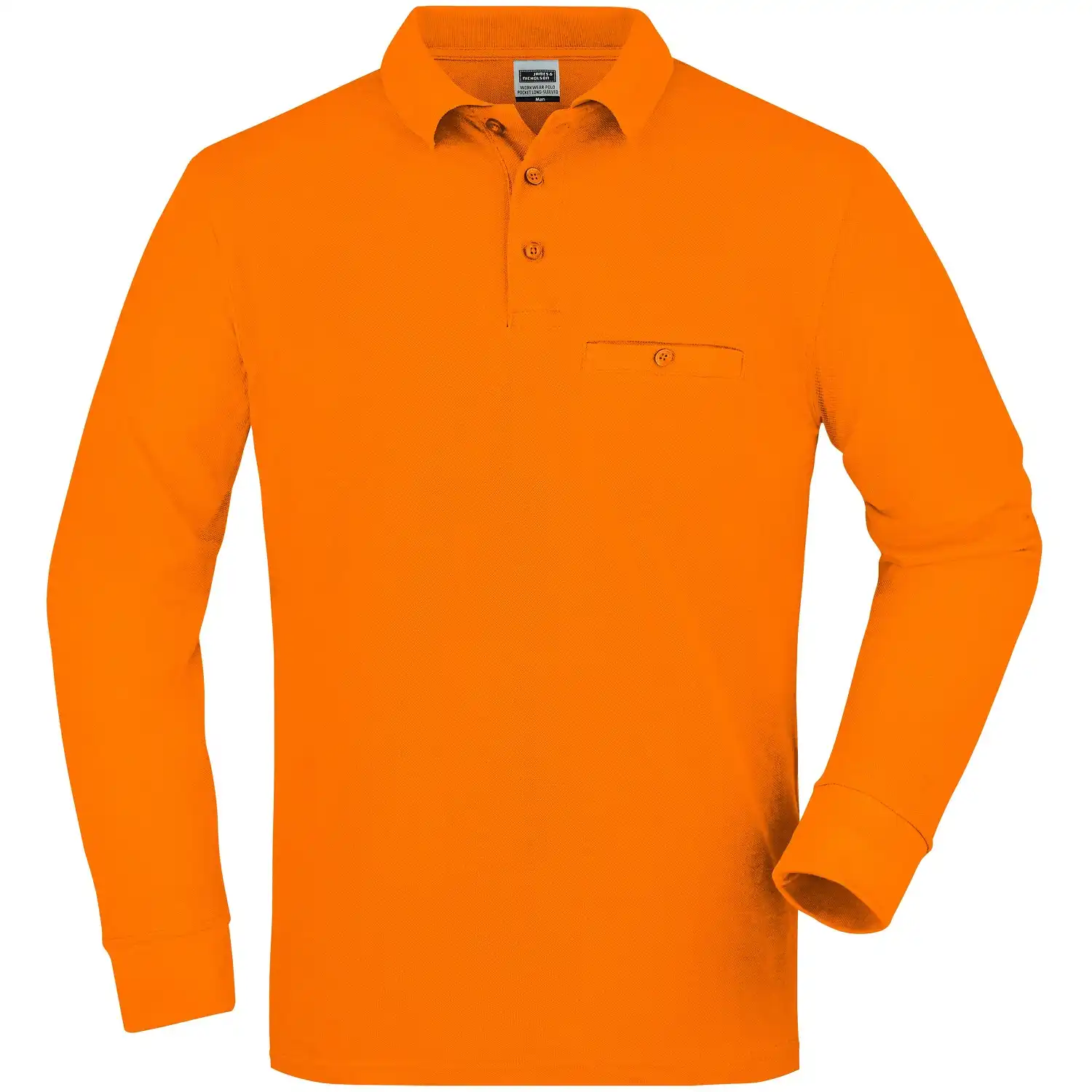 Pocket Langarm Polo-Shirt "JN866" in Orange, L - Bild 1