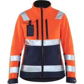 Damen Warnschutz Softshelljacke &quot;4902&quot; orange/marine, 3XL