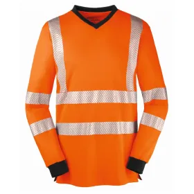 Warnschutz Langarmshirt &quot;JACKSONVILLE&quot; UV-Schutz orange/grau, XL