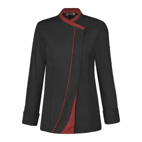 Damen Kochjacke &quot;SAFFRON&quot; L, schwarz/rot
