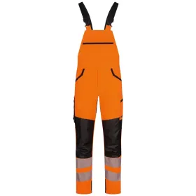 Warnschutz Stretch Latzhose  orange/schwarz, 56
