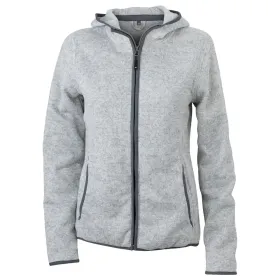 Damen Strickfleece-Kapuzenjacke &quot;JN588&quot; L, light-melange